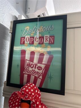 Retro 'Delicious Popcorn' Framed Wall Art - Red & Mint